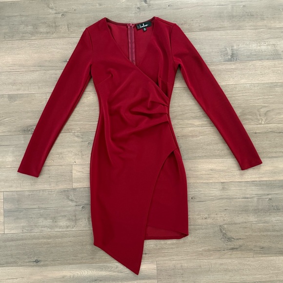 Lulu's Dark Red Long Sleeve Bodycon Dress - Picture 2 of 15